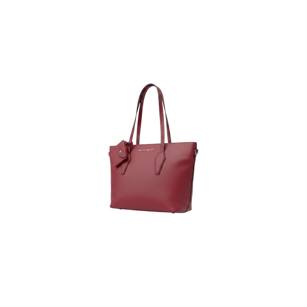 Christian Siriano Tote Bag Womens Large Red Excellent Faux Leather Shoulder Bag
